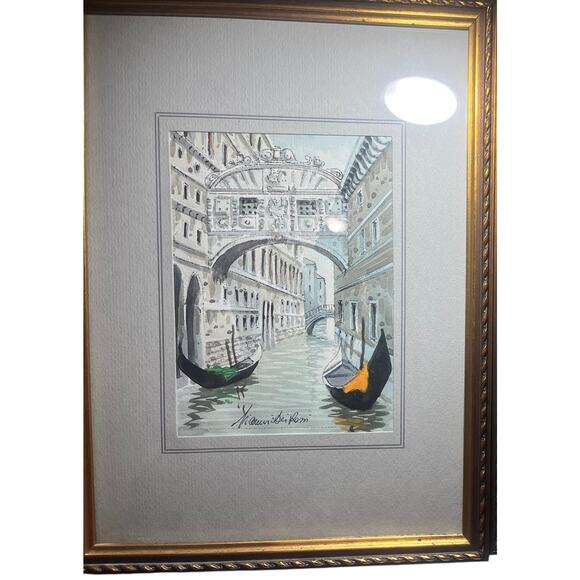 Set of 2 Venice Prints of Bridge and Canal Signed - Picture 3 of 7